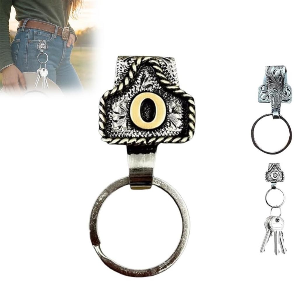 Western Cowboy Letter Keychain, Vintage Handmade Letter  Initial Keychain Clip, Personality Metal Key Chain For Belt