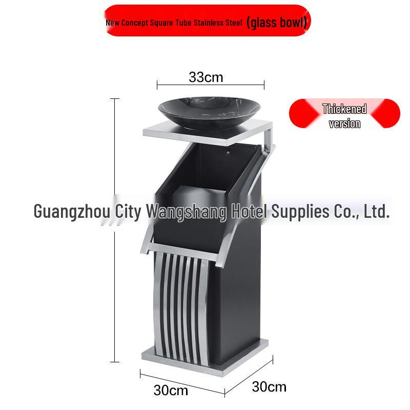 Stainless Steel Lobby Trash Can with Ashtray - Cigarette Disposal Stand for Hotel and Elevator Entrances
