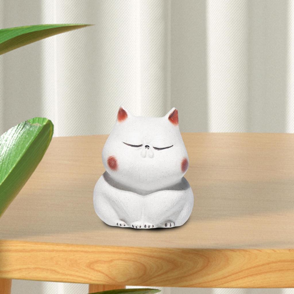 Purple Clay Cats Tea Pet Friends Gift Kitten Statue for Office Desk Tearoom