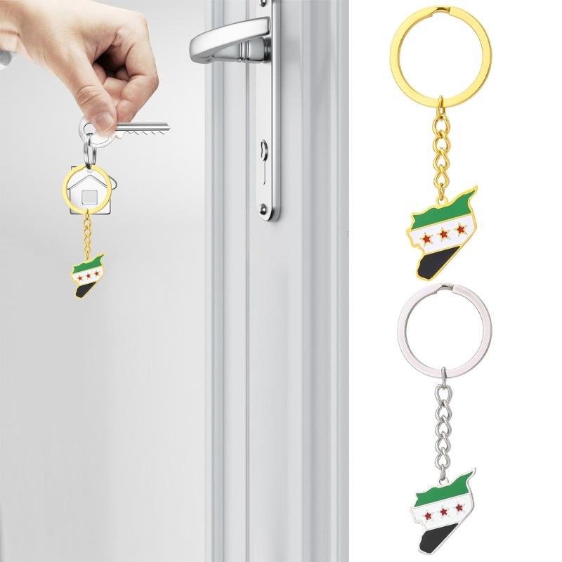 Edelstahl Kartenflagge Anhänger Schlüsselanhänger Goldrand Einzigartiger Kultureller Schlüsselanhänger