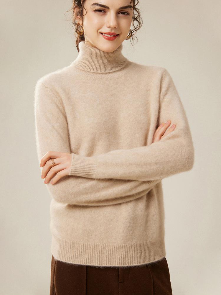 2025 Autumn/Winter Women's 100% Pure Cashmere High Neck Loose Knit Sweater