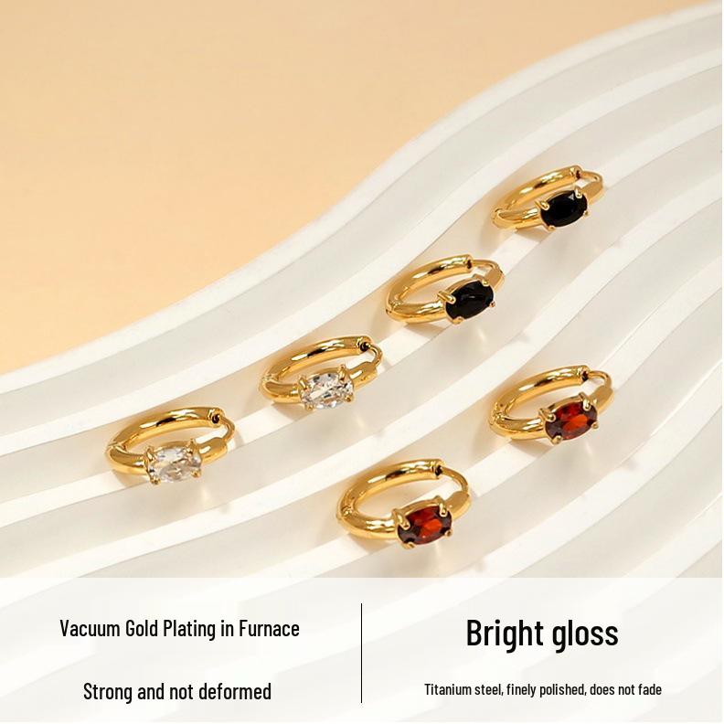 2025 Stylish Titanium Steel Earrings for Women: Lightweight, Luxurious Ear Cuffs with Colorful Zirconia and Unique Design