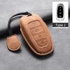 4 Buttons Leather Car Key Holder Case Cover for Hyundai Tucson Solaris Sonata Hybrid NEXO NX4 Santafe Dn8 Car Key Holder Shell