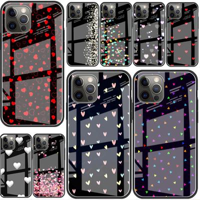 Coque en verre trempé pour Apple iPhone 14 13 Pro 11 12 7 8 Plus SE 2022 XR X XS Max 6 6S LOVE Heart