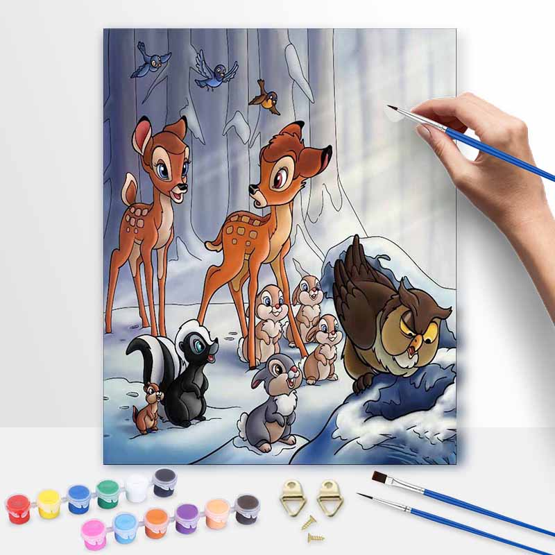 Disney DIY Oil Painting Kits Bambi Forest Friends Hand Painting Home Decor Craft Gift Ideas For Room Wall Art Paint By Numbers Artwork
