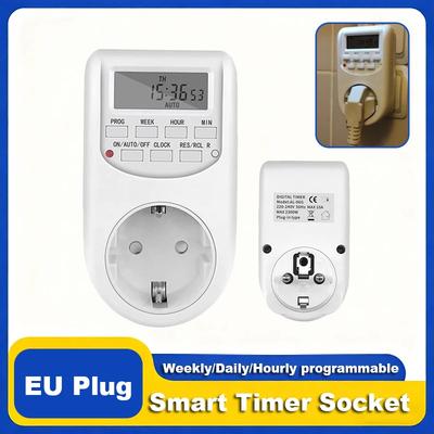 EU Stecker Zeitschaltuhr Digital Steckdose Energiesparend Einstellbar Küchen-Timer Steckdose Woche Stunde Programmierbare Zeitschaltsteckdose