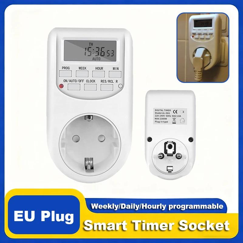 EU Plug Timer Switch Digital Power Socket Energy Saving Adjustable Kitchen Timer Outlet Week Hour Programmable Timing Socket