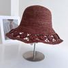 Summer Raffia Straw Sun Hat for Women Wide Brim Floral Crochet Beach Hat 100% Natural Staw Bucket Hats