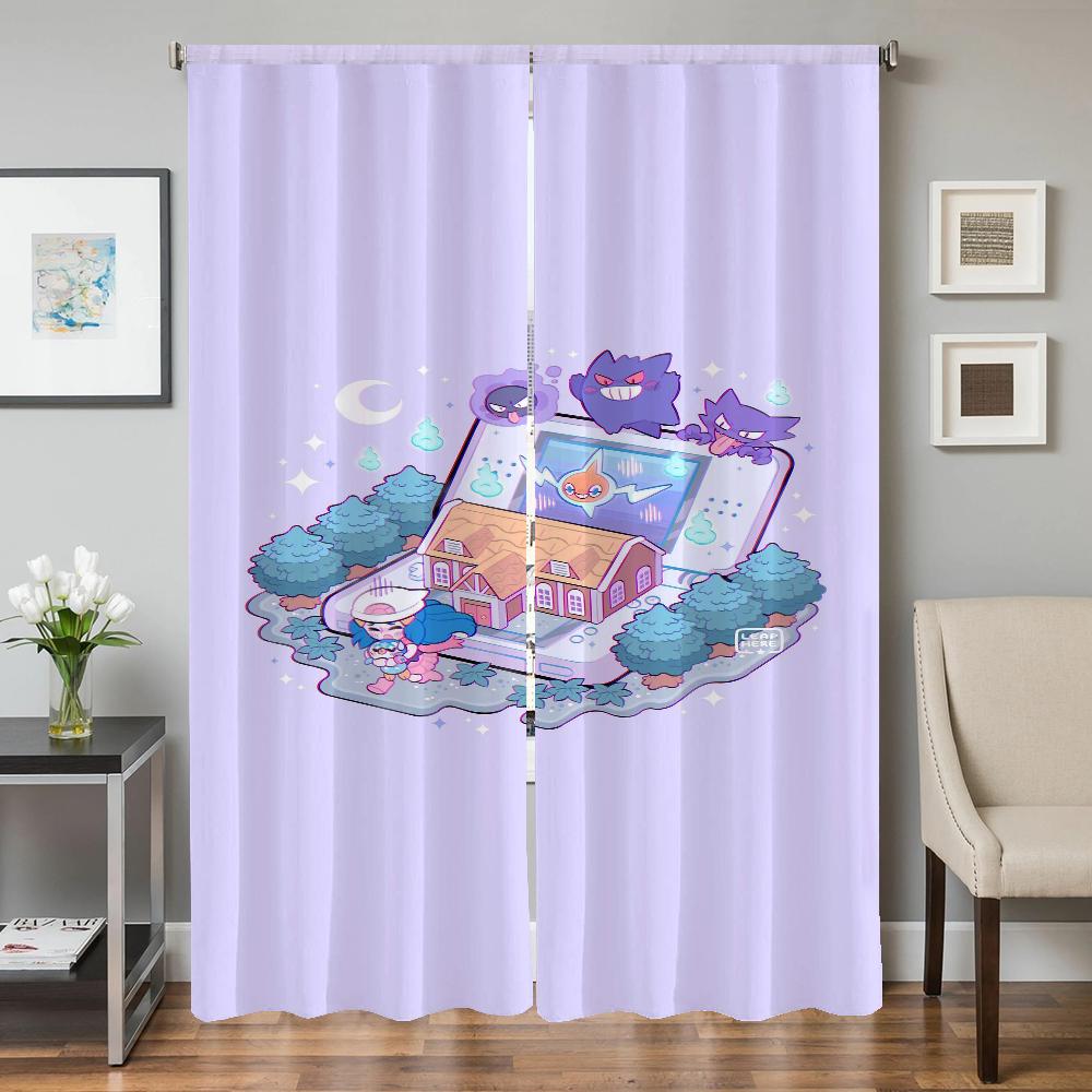 Home Interior Kitchen Curtains for Living Room 2 Pieces Blackout Curtains Door Curtain Pokemon Bedroom Decoration Partition