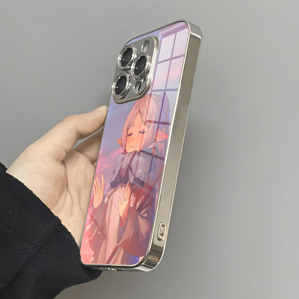 Custodia per telefono anime Frieren Oltre la fine del viaggio Per iPhone17 16 16e 15 14 13 12Plus Mini Pro Max Custodia per telefono in vetro galvanizzato