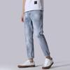 Spring/Summer Thin Cropped Pants Men's Korean Slim Fit Small Feet Oblique Belt Jeans Men's Wear