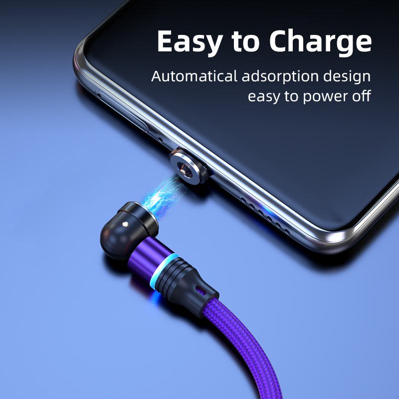 ENKAY HAT PRINCE 1m Magnetic Charger Cable 2.4A USB to iP/Type-C/Micro USB Nylon-Braided Cord with LED Light