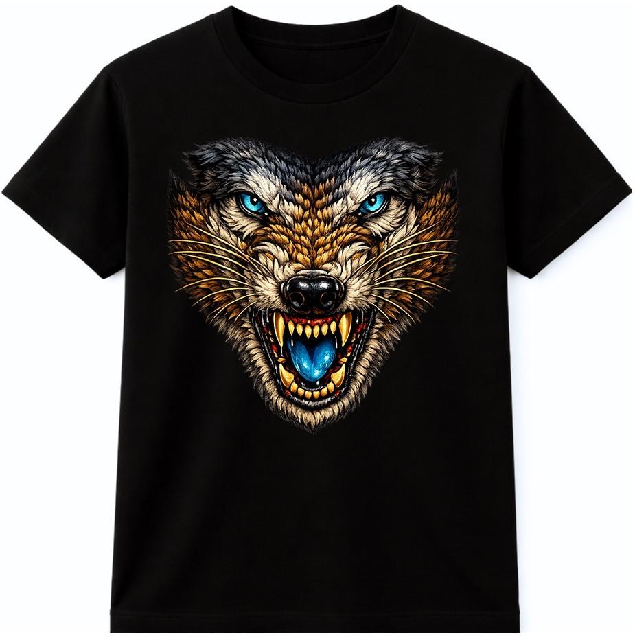 Wolf Head T Shirt Fierce Wild Animal Predator Gothic Graphic Tee Mens Womens S разноцветный