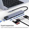 USB C Hub 8 In 1 Type C 3.1 To 4K HDTV Adapter with RJ45 100Mbps SD/TF Card Reader PD100W Fast Charge for Macbook Xiaomi Huawei Notebook Laptop