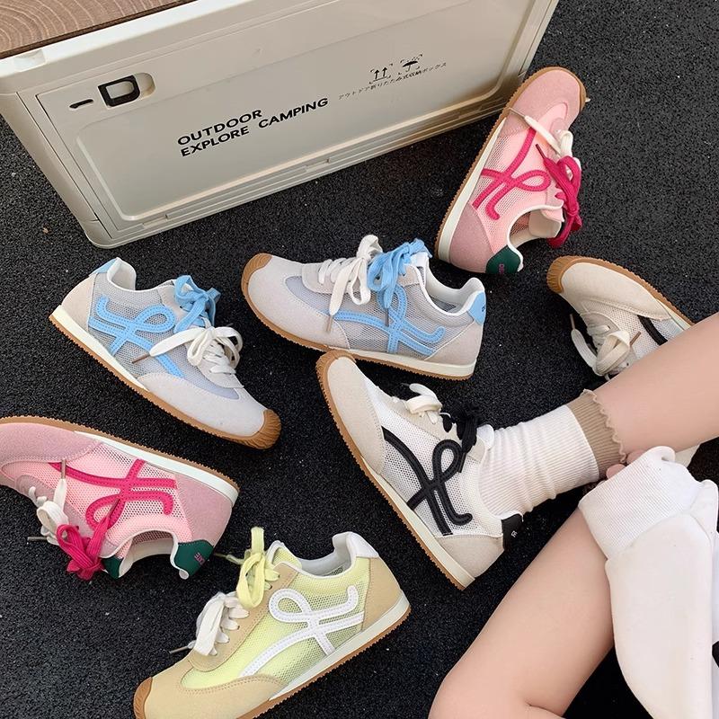 Inner Height Increase Mesh Breathable Pink German Training Shoes Women's 2025 Spring and Summer New Soft-soled Retro Sports and Leisure Forrest Gump