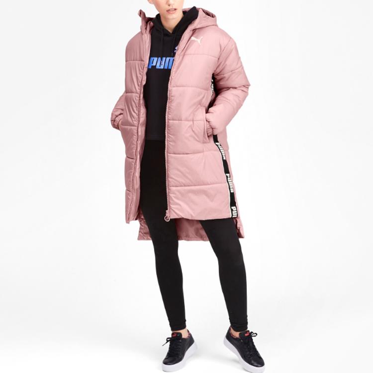 Puma Logo-Free Quilted Cotton-Padded Coat Winter Women's Bridal Pink