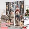 2pcs 2D flat printing Merry Christmas Popular Curtain Winter Wonderland Snowman Versatile 100% Polyester Without Electricity