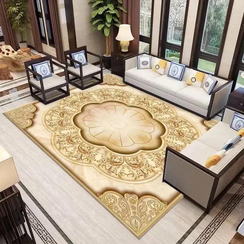 Luxury Rugs and Carpets for Living Room Decoration Elastic Mat Bedroom Carpet Home Decor Non Slip Floor Mats Machine Washable
