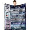 "An meinen Sohn" Flanelldecke - Weich, kuschelig, herzliche/motivierende Botschaft, Geschenk von Mama & Papa zum Geburtstag/zur Hochzeit