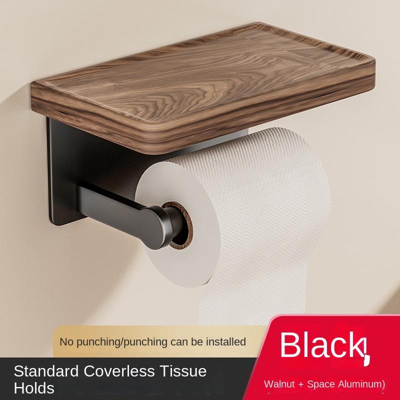 Walnut Bathroom Toilet Paper Holder Without Punching Toilet Solid Wood Tissue Box Tissue Holder Storage Rack