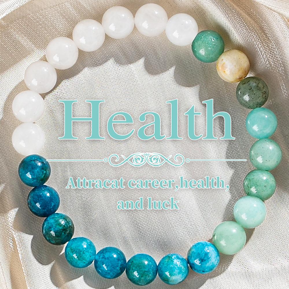 1 Piece Aura Quartz and Ocean Sediment Beaded Bracelet - Unisex - Homeopathic Crystal Zircon - Brings Abundance - Prosperity