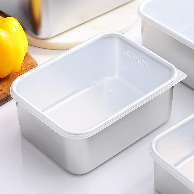 Scatola Mantenimento Freschezza in Acciaio Inossidabile 304 con Coperchio Trasparente Spesso - Contenitore Rettangolare per Conservazione in Frigorifero e Porzionamento