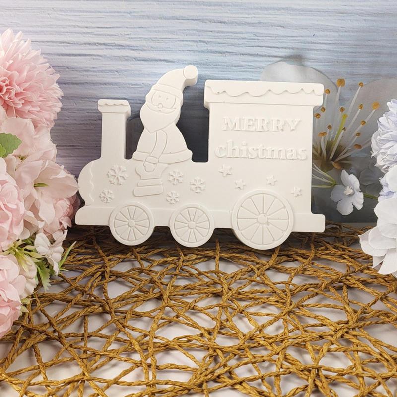 Silicone Christmas Molds Santa Claus Train Combination Silicone Gypsum Casting Mold Non-stick Christmas Silicone Candle Mold For