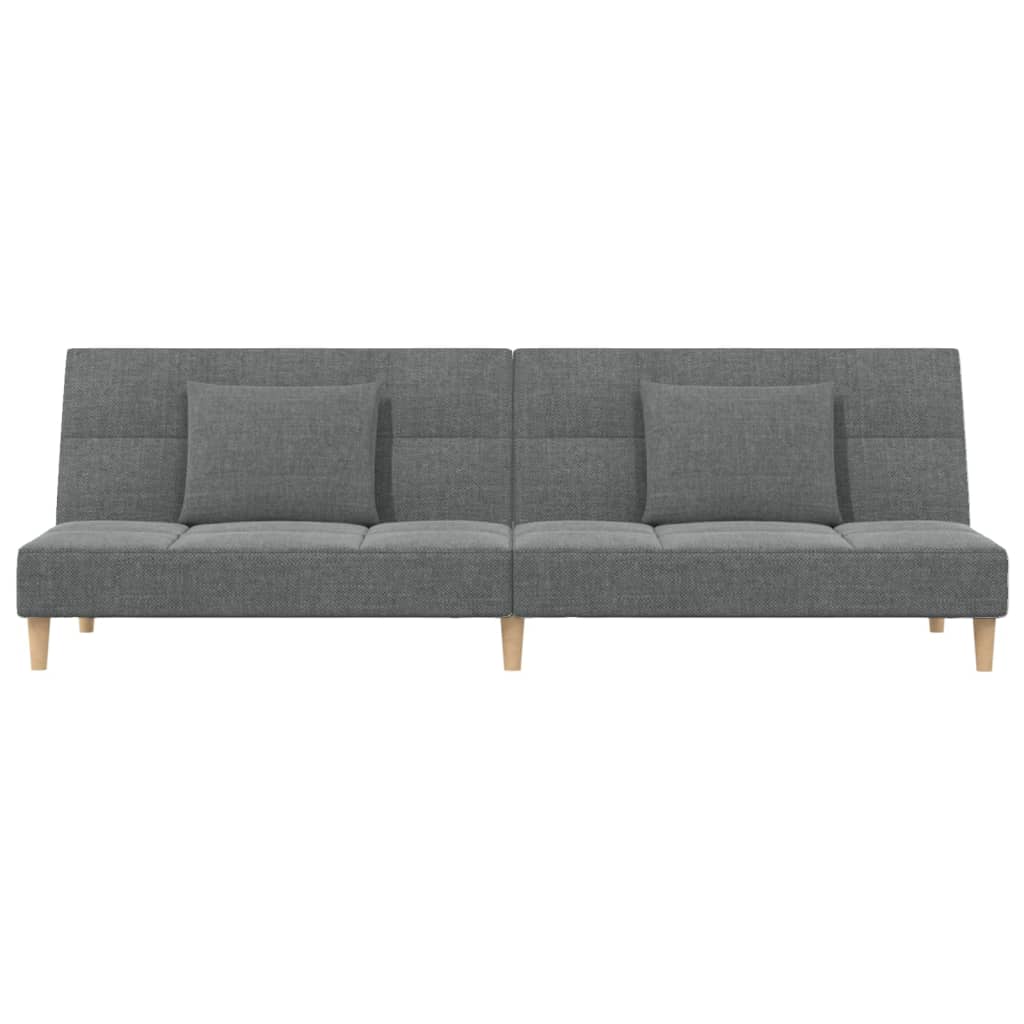 2 Seater Sofa Bed with 2 Pillows Dark Gray Fabric