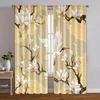 2pcs   Minimalist Curtains  print Roses and sparkling butterflies Versatile Polyester Fabric (without rod) Art Deco Festive