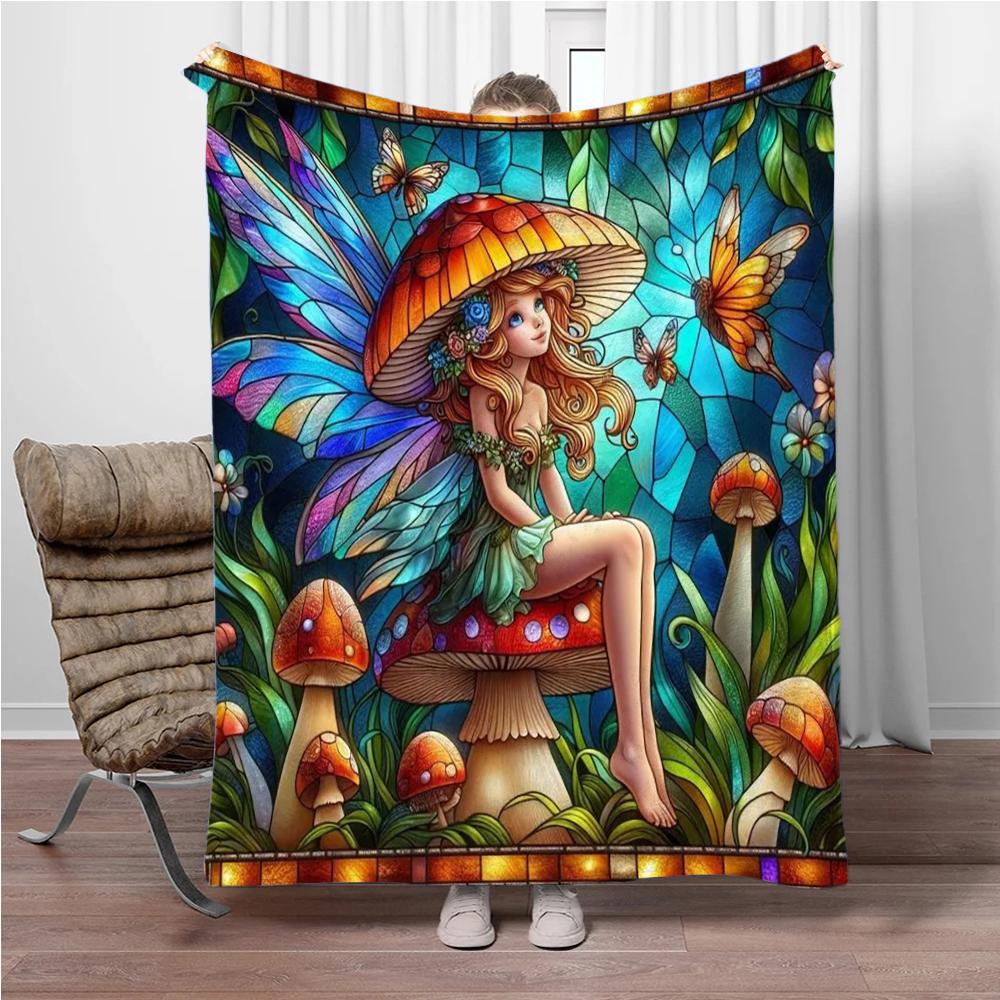 

Cute Magic Mushroom House Flannel Blanket Soft Keep Warm Throw Blanket Blanket For Sofa Bed Office Camping Travelling Gifts 75x90cm