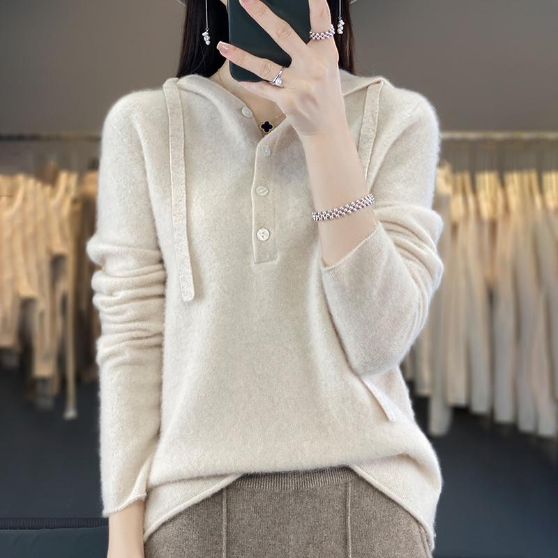 Women's Cashmere Sweater Qinghe Cashmere 30% Cashmere 70% Wool Women's Autumn and Winter Cashmere Pullover Soft and Warm