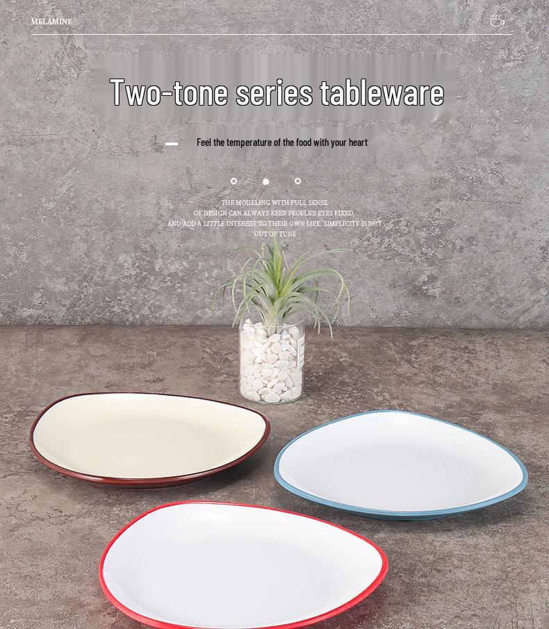 Melamine Porcelain Triangular Plate for Hot Pot & BBQ Restaurant Use