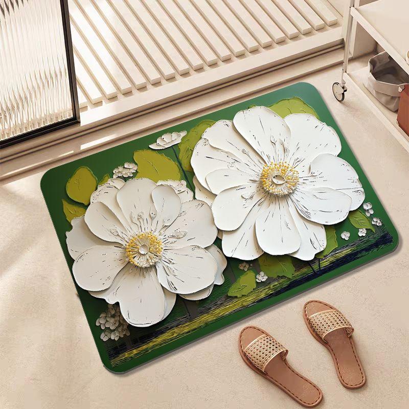 

Текстурный цветочный коврик для пола, впитывающий коврик для унитаза, коврик для ванной комнаты, нескользящий коврик для ног, трехмерный коврик для пола из диатомовой грязи, ковер 40X60CM
