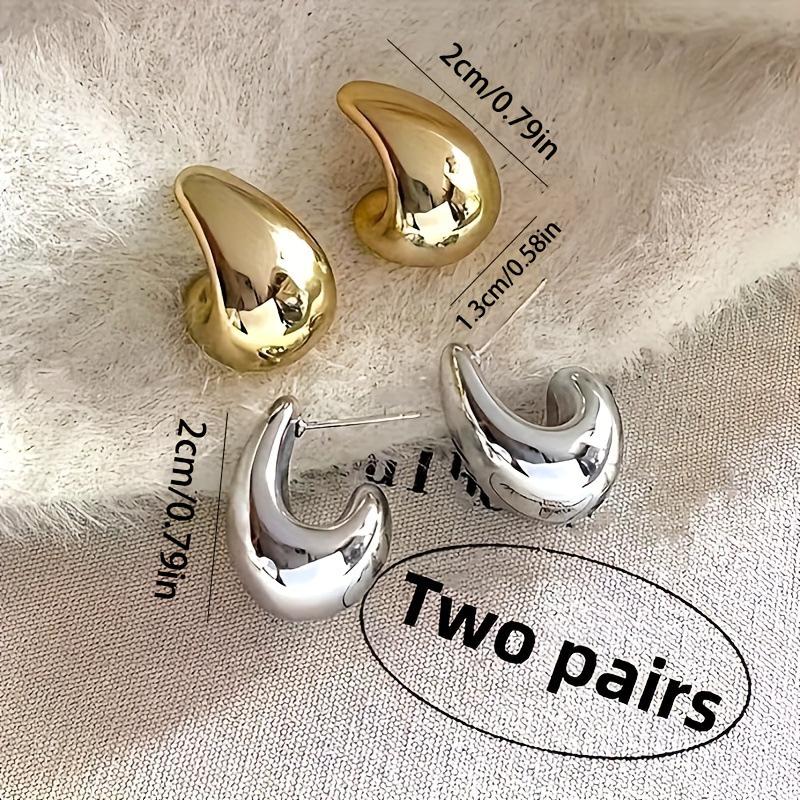 INS Style Water Drop Earrings - Cool, Elegant, European & American Style, Simple Alloy Geometric Design