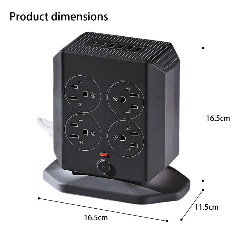 Multiple Device Charging Station Vertical Design 8 Outlets Small Power Tower Plastic Texture for Desks and Travel
