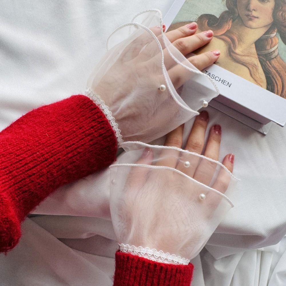 Detachable Elastic Sleeve Cuffs Double Layer Horn Cuffs Decoration  Clothing Accessory