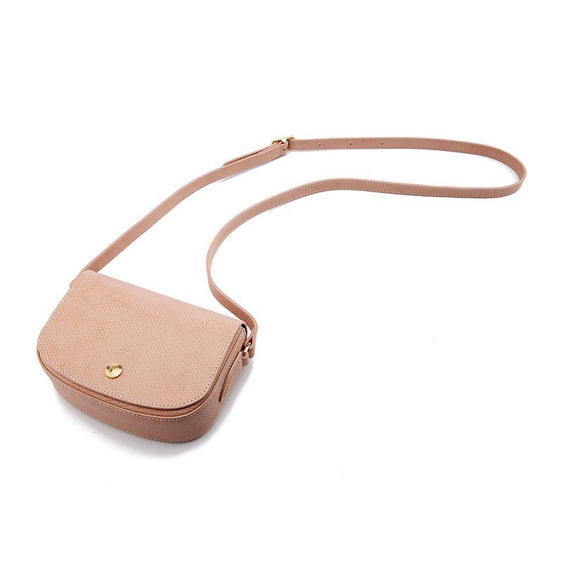 Longchamp Le Pliage 17 Snap Flap Adjustable Shoulder Strap Pebble Grain Leather Mini Crossbody Bag Women bags Pink 10165HYZP64