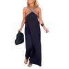 Women Evening Dress Cross Neck Off Shoulder Backless Robe Dress Solid Color Loose Maxi Dress for Beach Party Prom Vacation