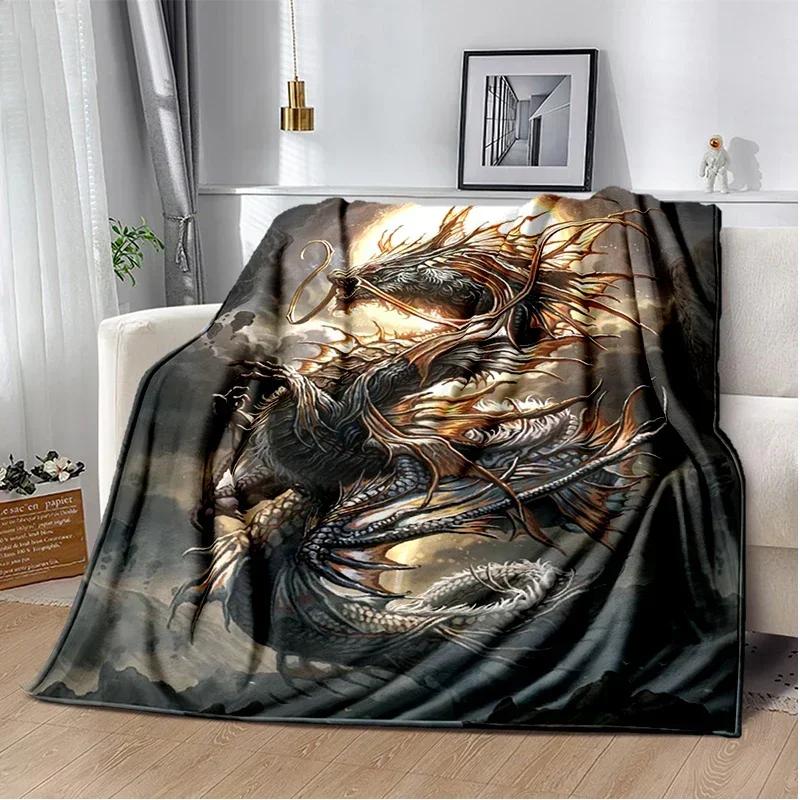 Dragon Blanket 3D Printing Animal Art Soft and Comfortable Sofa Bed Bedroom Decorative Bedspread Travel s