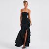 Women's Long Dress Spring and Summer Fashion Elegant Sexy Tube Top Ruffle Edge Sleeveless Knitted Dress