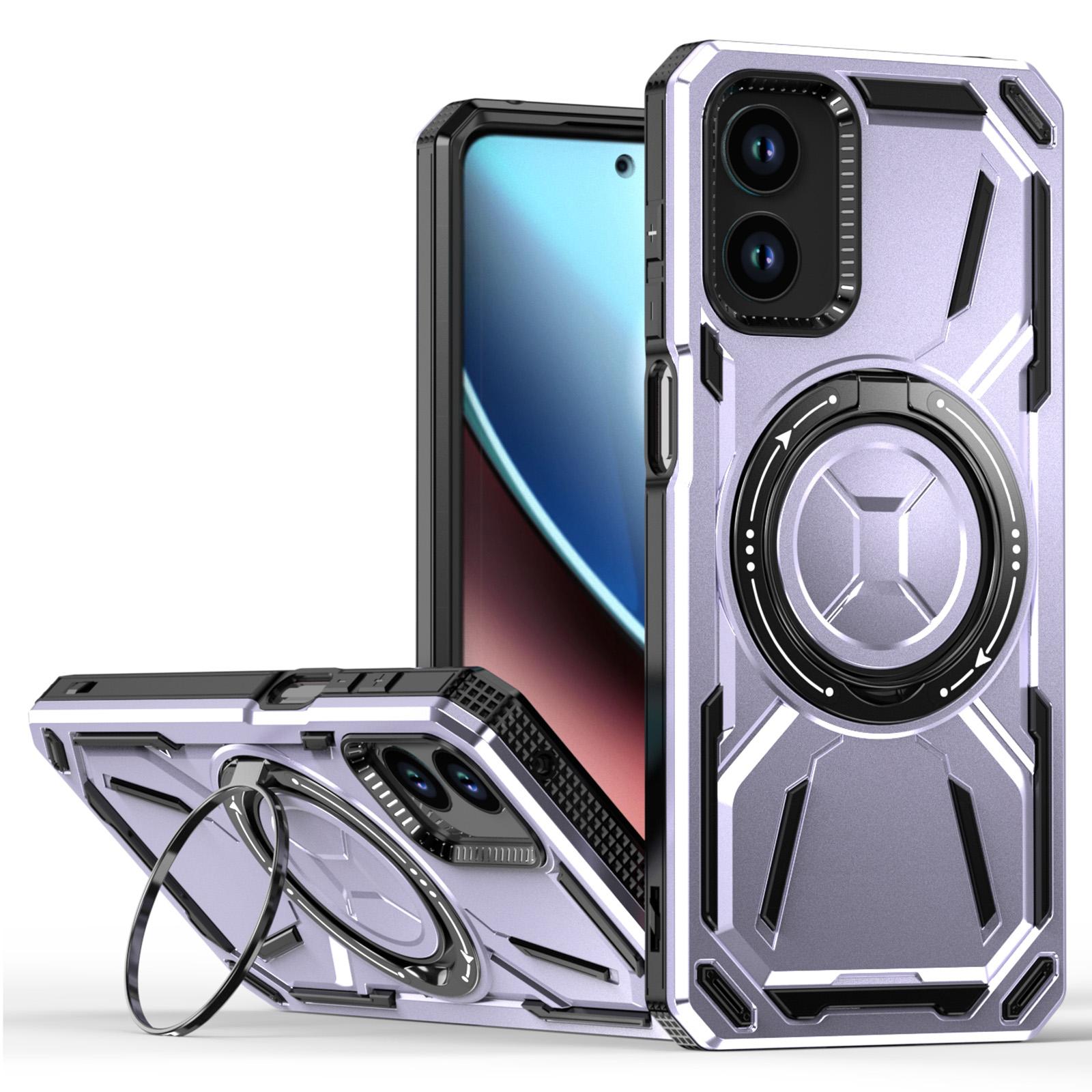 

Для Motorola Moto G Play (2024) Чехол-подставка 4G Гибридный магнитный чехол для телефона Light Purple