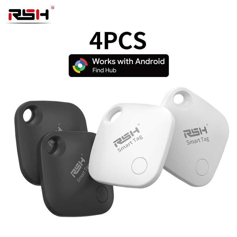 RSH 4PCS Android GPS Trackers Support Xiaomi Overseas Pixel Tecno Samsung Smart Tag Work with Google's Find Hub Finder Locators
