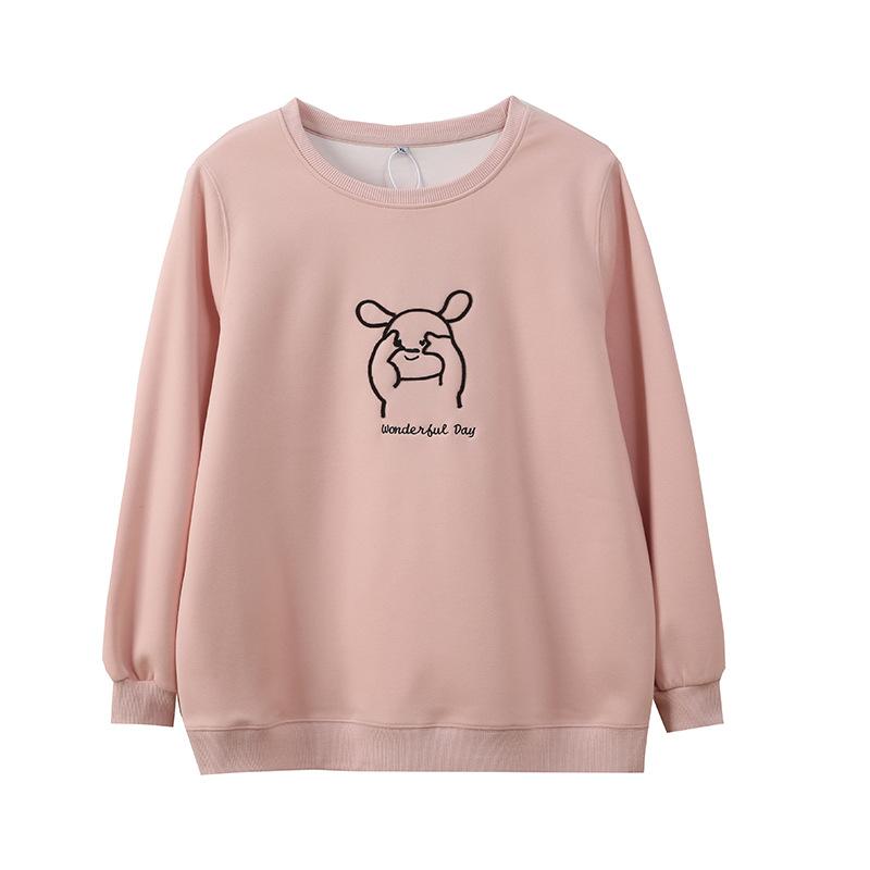 Large Size Women's Embroidered Bear Sweater Women's Spring New Loose and Thin Long-sleeved Top 132002