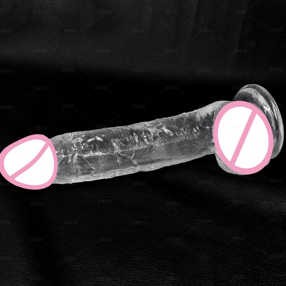 2026 Realistic Transparent Big Dildo Soft Anal G Spot Masturbation Penis Dick with Strong Suction Cup Sex Toy for Women Men Waterproof & Easy To Clean