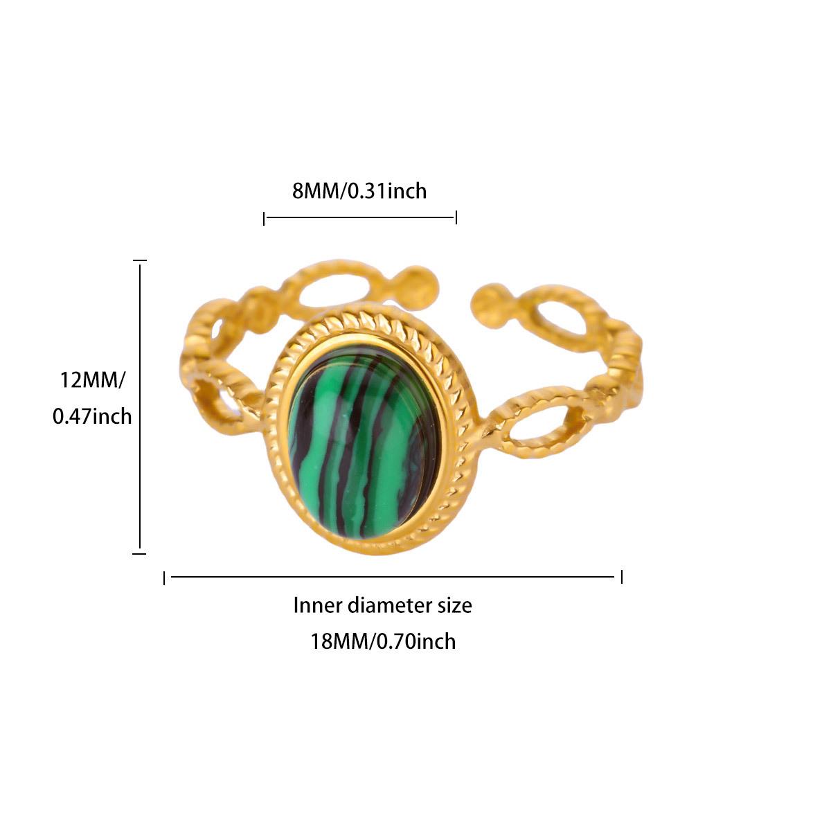 

Женское регулируемое кольцо из нержавеющей стали с покрытием из 18-каратного золота и натуральным камнем - Винтажный дизайн класса люкс