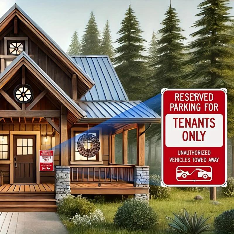 Hisun Tin Sign Reserved Parking For Tenants Only Metal Tin Sign Unauthorized Vehicles Towed Away Warning Wall Art Decor for Apartment Parking L