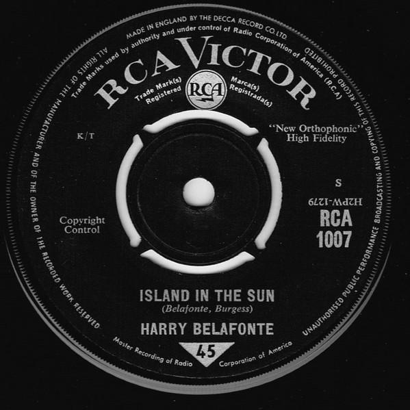 7inch Record HARRY BELAFONTE - Island In The Sun RCA1007 RCA Victor 1963 UK Pop Used