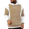 Men's Patchwork Color Block Long Sleeved Casual Hooded Sweatshirt