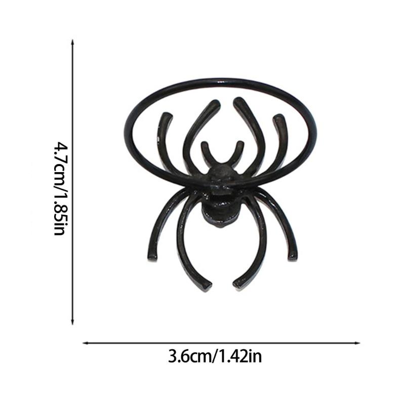 Pack of 6 Elegant Spiders Designs Napkin Rings Holders Halloween Kitchen Decoration With Rustproof Metal Finish