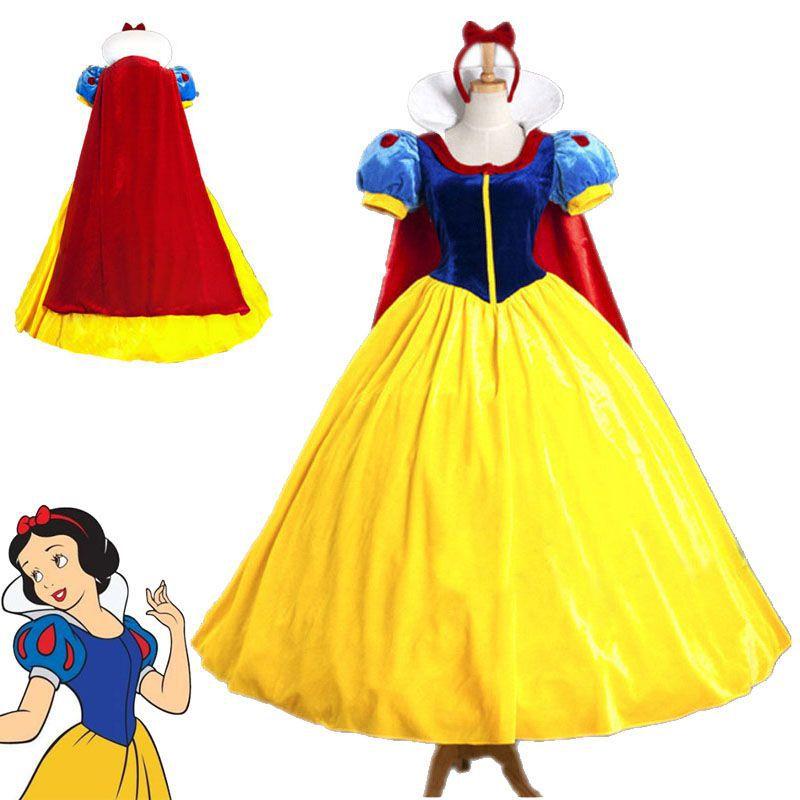 Enchanting Snow White Women Costume Princess Dress With Bustle And Headband For Halloween